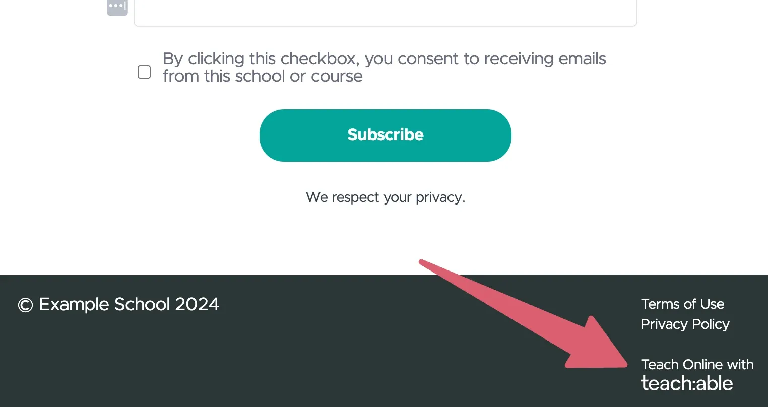 Teachable branding in school footer
